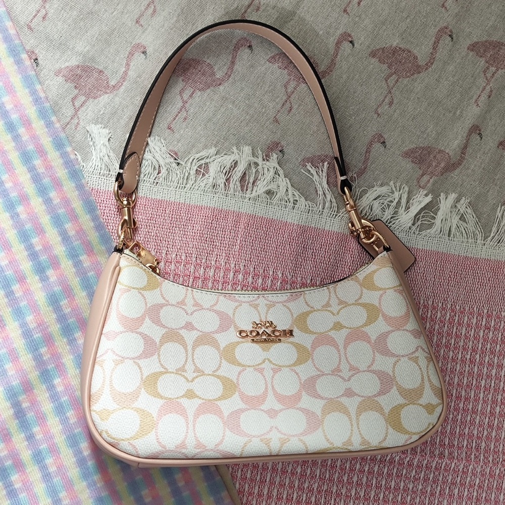 Coach Pink and Cream Signature Mini Shoulder Bag - Picture 12 of 12